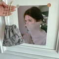 Bolsa de pana gris claro con cordón, diseño de osito y cuerdas en color crema - Oso Bebé Gris