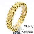 Detalle de la pulsera de cadena de bicicleta dorada de 142g con estructura de engranajes - Dorado