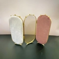Three-sided folding jewelry display stand with golden frame and velvet velvet panels - Gold Metal + Velvet / Triple Folding Screen