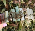 Handmade crown featuring green stones, bronze bird skulls, and a butterfly motif - Butterfly Raven Skull Style / Green Aventurine/Antique Bronze Wire