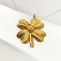 Gold plated stainless steel four leaf clover pendant charm for DIY jewelry making - Type 5-Clover-Gold