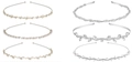 6-piece set of elegant thin metal headbands with rhinestones and faux pearls for women - 6-Piece Set Gold/Silver