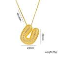 Golden brass bubble initial U necklace with cubic zirconia pave and 40+5cm chain length - Letter U