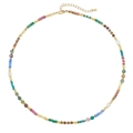 Colorful Bohemian beaded necklace with turquoise and coral beads in vibrant multi-color - Natural Stone Necklace XL-899J-1