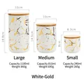 Three-piece Nordic marble ceramic storage jar set in white and gold with dimensions - Small / White Gold