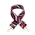 Adjustable zebra pattern bag strap in pink and black with premium gold metal hardware - Silver Clasp / Black Base White Rose Red (Zebra)