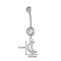 Silver titanium navel ring with crystal moon pendant, size 0.7cm by 0.51cm - Silver Moon Pendant Style (T2530-1#Silver)