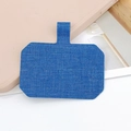 Close-up of blue woven fabric phone lanyard tether tab with a secure metal hook - Blue