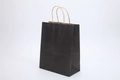 Matte black kraft paper shopping bag with natural brown twisted rope handles - Small Vertical 15*8*21cm / Black
