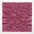 Close-up detail of soft matte satin silk square scarf in deep rose color with elegant drapes - Fuschia (11#)