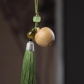 Argentine sandalwood hollow sachet pendant with green silk tassels and jade-like beads - With One Bottle of Aroma Pills / Green Sandalwood Apple (34) / 2.1x2.5cm / Dark Green