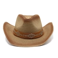 Western straw cowboy hat with brown gradient finish and studded leather band - M (56-58cm) / Light Brown Gradient (2)