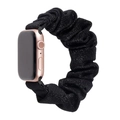 Elastic black scrunchie watch band with silver glitter for Apple Watch in rose gold - 38/40mm S Size Black Plastic Connector / Black Gold