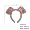 Plush grey dog ear headband for kids with pink inner fabric and size dimensions - Grey / Headband