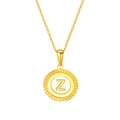 Collier en acier inoxydable doré avec un pendentif en nacre blanche et la lettre Z - Lettre Z (S-P005-Z)