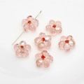 Detalle de seis cuentas de flores de vidrio rosa para joyería DIY con pin de metal dorado - Flor Pequeña (10#) / 1 Pieza / Rosa Claro
