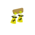 Quirky yellow acrylic UFO earrings with alien head and black cat silhouette charm - Yellow Spaceship Cat Style(6A169)