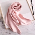 Elegant silk square scarf in soft pink, lightweight fabric for professional look - Pink
