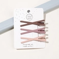 Drie matte X-vormige haarclips in bruine en roze tinten gepresenteerd op witte kaart - Koffie Serie - Kruis