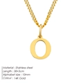 Minimalist stainless steel 14K gold plated necklace with small letter O pendant - Letter Style(O) (CDNP014) / Gold