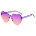 Frameless heart shaped sunglasses with purple-orange gradient lenses and purple temples - Two-tone C23