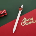 Weißer Weihnachts-Gelschreiber mit süßem Rentier-Dekor auf festlichem Hintergrund-Design - Weihnachtsrentier / Weiß