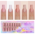 French soft gel nail tips system with 150 pieces in 15 sizes and soak off finish - 5-Color Nude Press-on Nails 08