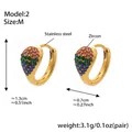 Orecchini a cerchio in acciaio inossidabile placcati oro 18k con zirconi colorati - Medio / Colorato (Medio)