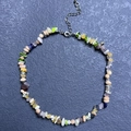 Handmade necklace with multi-colored natural stone chips and silver lobster clasp - Bracelet / Rainbow Stone