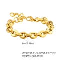 Golden oval link bracelet in coffee bean style with adjustable lobster clasp and size info - Coffee Bean Pig Nose Chain Style (BR-2293)