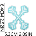 Detail view of sky blue snowflake embroidery patch with exact size measurements - Letter X