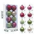 Pink and green Christmas ball ornaments set of 8 with glitter and matte finishes - Rose and Grass Green