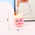 Pink milk tea plush keychain with cute expression and watermelon embroidery, size 12x7cm - Gold Keychain / 12cm / Rose Red