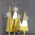 Set of four gold tree cake toppers with white snowflakes for Christmas decorations - Snowflake Christmas Tree Gold White
