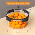 Boîte alimentaire ronde de 1400ml avec couvercle noir et tomates cerises fraîches - Rond/Très grand/1300ml / Noir