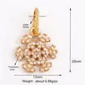 Gold-plated brass snowflake pendant charm with micro-paved cubic zirconia for DIY jewelry - Gold Snowflake / Gold