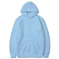 Light blue long sleeve pullover hoodie with kangaroo pocket and ribbed cuffs - Sky Blue