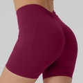 Pantalones cortos de yoga burdeos de cintura alta sin costuras con efecto levanta glúteos - XS / Burdeos