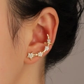 Star-shaped gold ear cuff with micro-pave zircons for non-pierced ears styling - Gold Consecutive Stars Zirconia Ear Clip Style (DZ-440) / Gold
