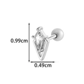 Silver rhombus stud earring with diamond-cut crystal and screw back ball closure - Rhombus Style(2605-1#) / Silver