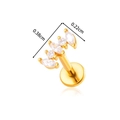 Golden titanium flat back labret stud with rhombus cubic zirconia inlay dimensions - Marquise Cluster Style (0193-1#) / Gold