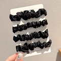 Set of four black satin high elasticity scrunchies displayed on a card for high ponytails - 1# Black Scrunchie