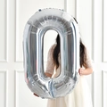 Silver mirror finish large number 0 foil balloon for birthday party and wedding decor - Silver Style 0
