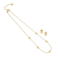 Schmuckset aus Gold-Edelstahl mit runden Kristallanhängern an einer feinen Halskette - 3# Römische Ziffern Kristall Halskette und Ohrringe Set
