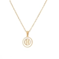 Golden hollow letter H pendant necklace with white inlay on a sleek thin chain - Letter H