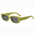 Retro rectangular sunglasses with a matte avocado green frame and dark grey lenses - C20 Matte Green Frame Grey