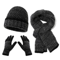 Set invernale da uomo con berretto in maglia, sciarpa e guanti in grigio mélange - Set-Nero