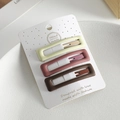 Three-piece matte seamless hair clips set in coffee and cream tones on display card - Chocolate Rectangle Style / Set of 3