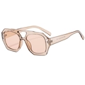 Champagne geometric oversized sunglasses with double bridge and translucent frames - Light Tea
