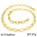 Polished 18K gold stainless steel anchor link chain necklace 710x8mm with lobster clasp - Gold-710x8mm(KN228516-Z)